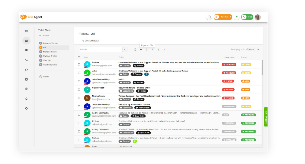 Η δυνατότητα Universal Inbox του LiveAgent, που συνδυάζει όλα τα αιτήματα των πελατών σε ένα βολικό φάκελο εισερχομένων
